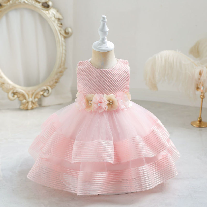 Elegant Baby Girls Sleeveless Floral Pageant Dresses Toddler Princess Dress