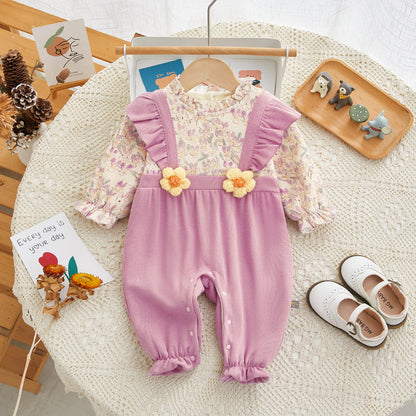 Floral Overalls Thickened Floral Overalls Thickened Baby Romper