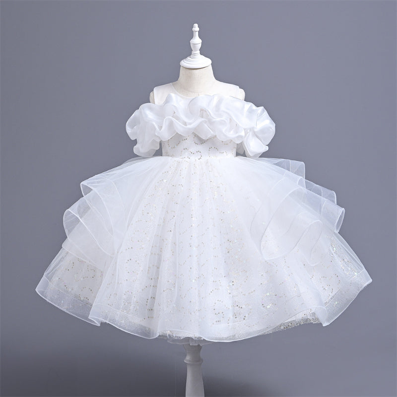 Elegant Baby Girl Mesh Pageant Puffy Dress Toddler Birthday Dress