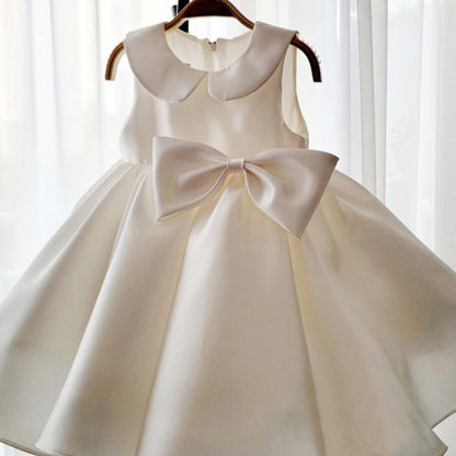 Flower Girl Dress Toddler Sleeveless Bow Birthday Party Dress