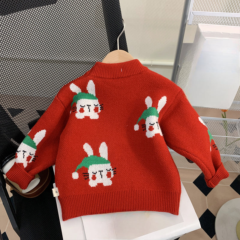 Girls Christmas Sweater Girls Red Knitted Sweater