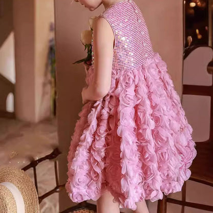 Elegant Baby Rose Blossom Princess Dress Toddler Pageant Dresses