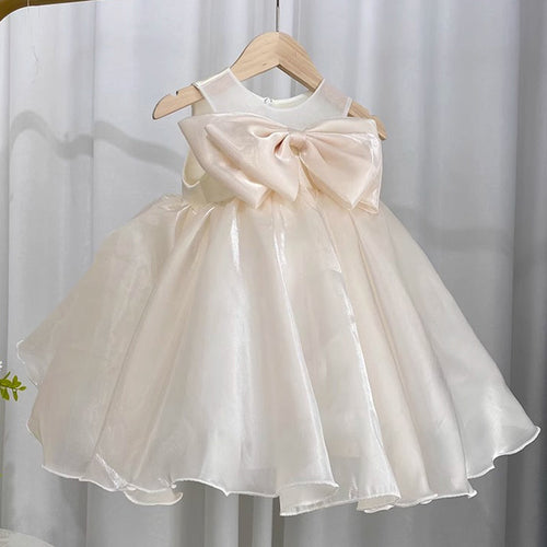 Elegant Baby Girls Bow Mesh Pageant Dresses Toddler Birthday Costume Princess Dress