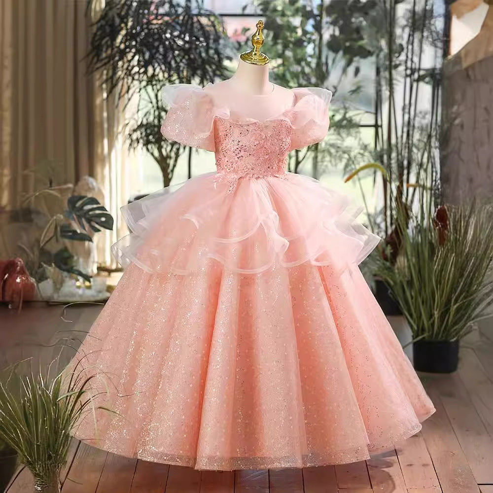 Elegant Baby Girls First Communion Dress Toddler Costume Princess Dress