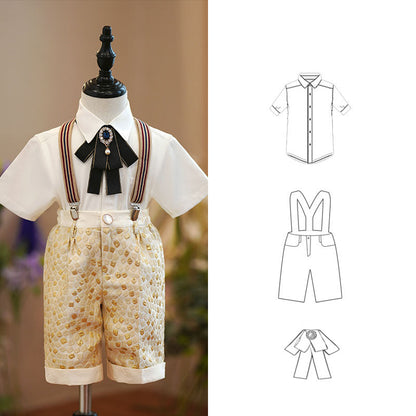 Summer Baby Boy Wedding Birthday Costume Vest Suit Set