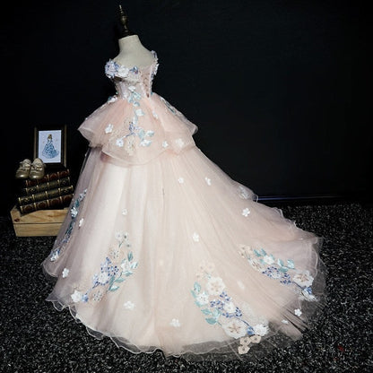 Elegant Baby Girls Floral Tulle First Communion Dress Toddler Princess Dress