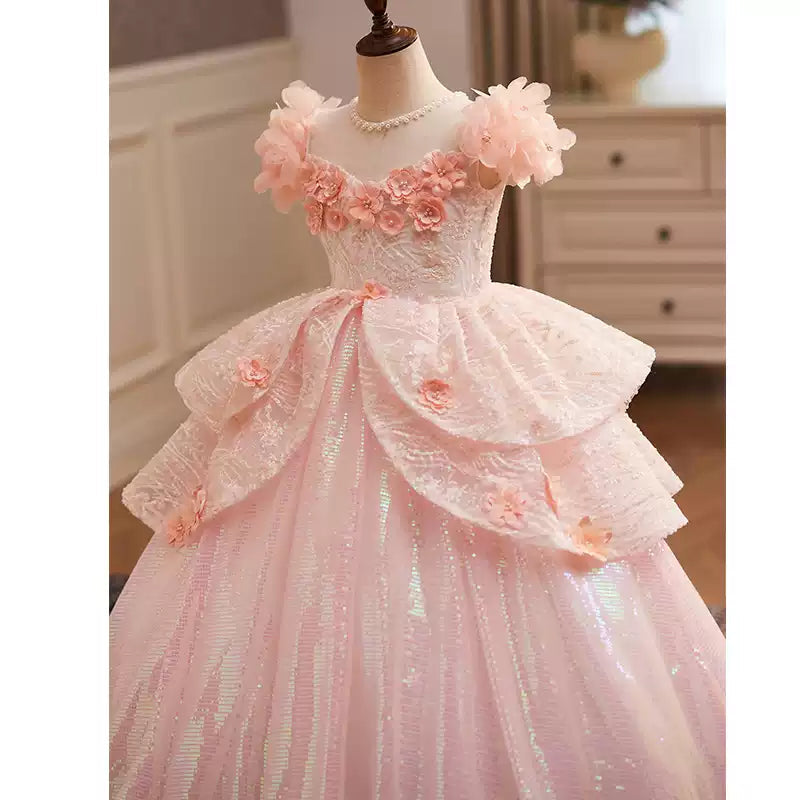 Pink Girl Christening Dresses Flower Girl Dresses