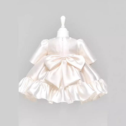 Elegant Baby Girls Satin First Birthday Dresses Toddler Baptism Dresses