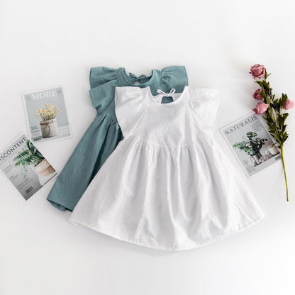 Girls Solid Color Baptism Dress