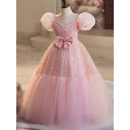 Pink Girls Birthday Dress Puffy Princess Dress