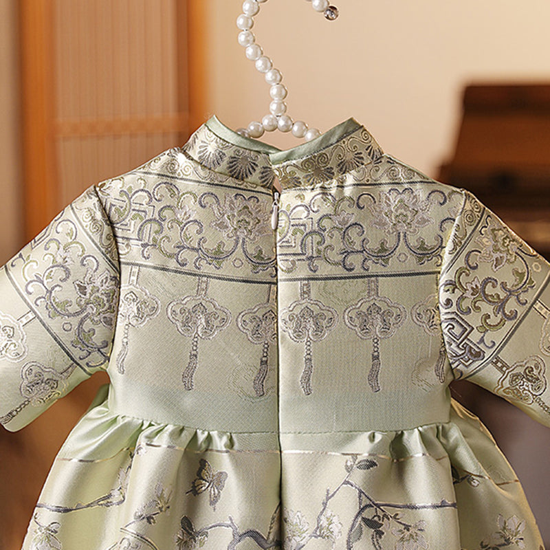 Elegant Baby Baptism Dresses Baby Floral Plate Buckle Romper