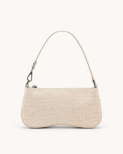 DAH Eva Shoulder Handbag – Ivory Croc