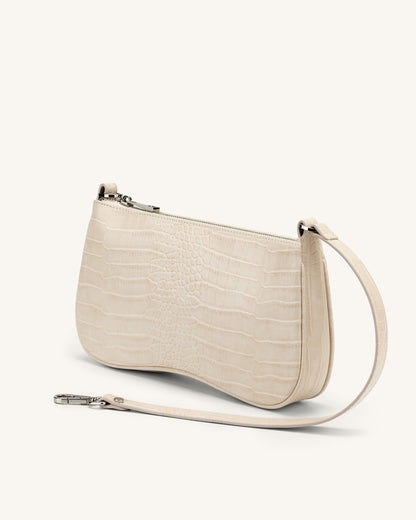 DAH Eva Shoulder Handbag – Ivory Croc