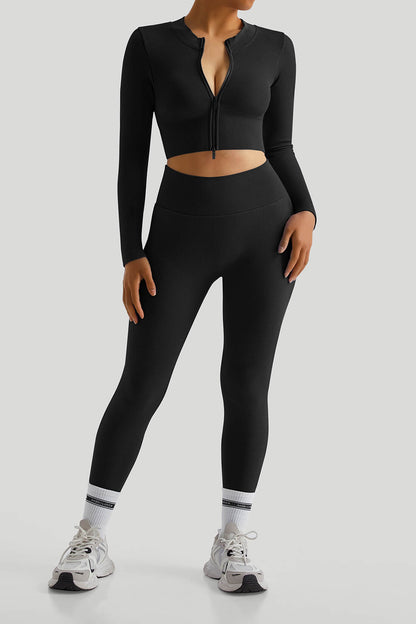 DAH Two-Way Top & High-Waist Threaded Leggings Set