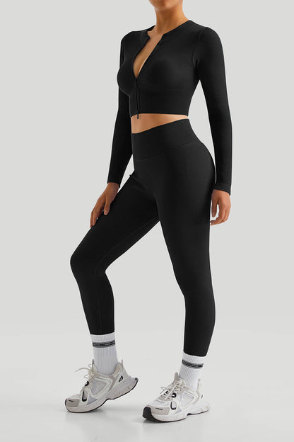 DAH Two-Way Top & High-Waist Threaded Leggings Set