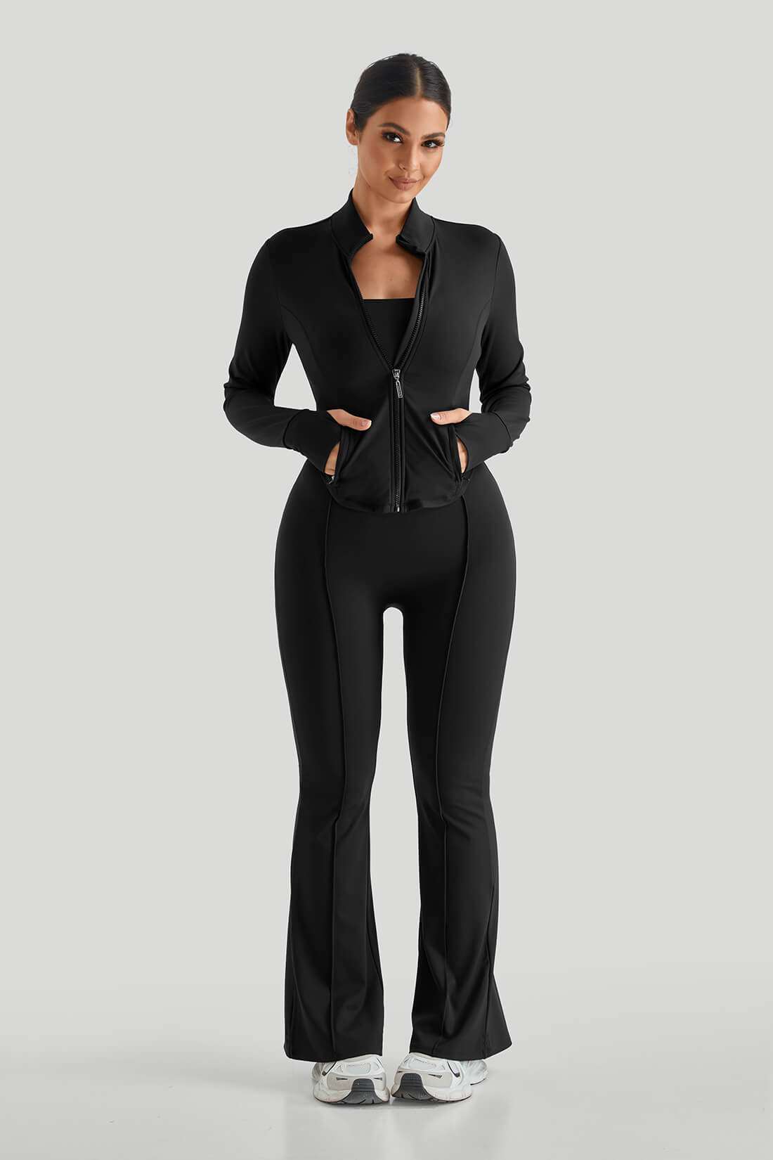 DAH High Neck Slim Fit Flare Leg Casual Set – Effortless Elegance