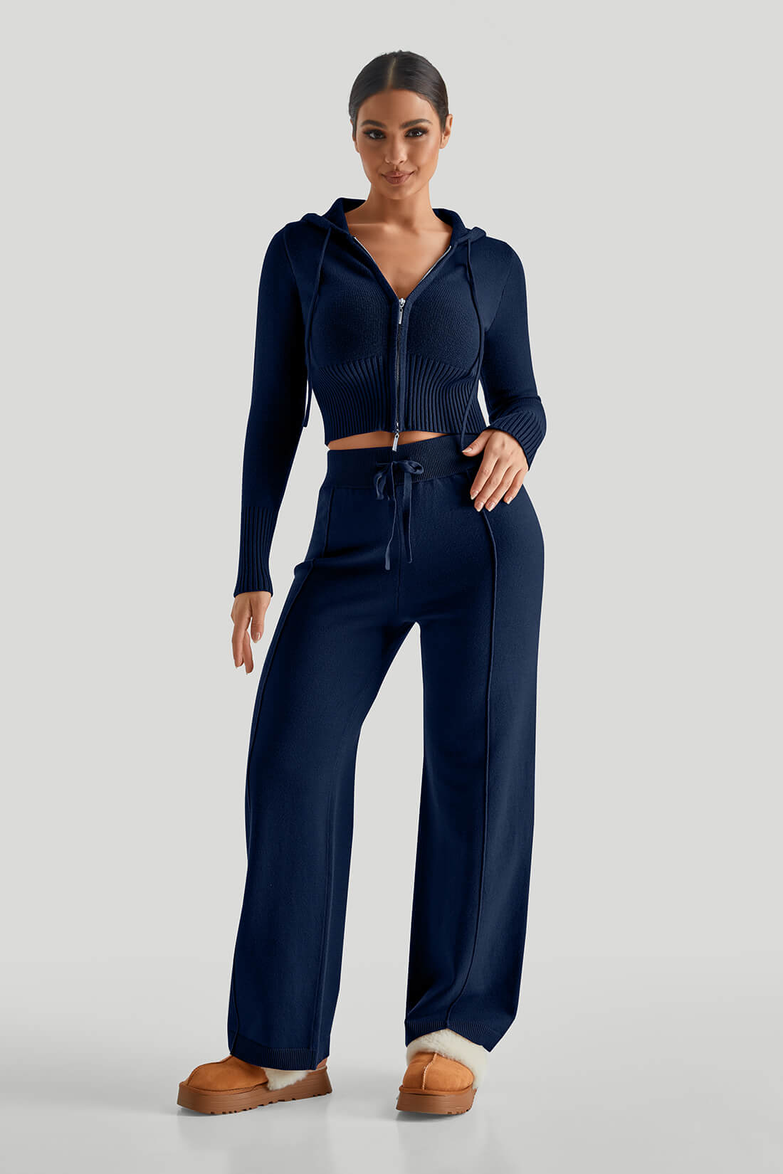 DAH Two-Way Zipper Knitwear Suit – Versatile Elegance for Every Occasion