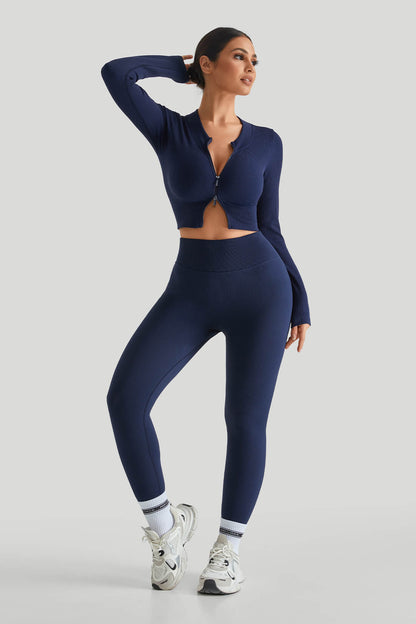 DAH Two-Way Top & High-Waist Threaded Leggings Set