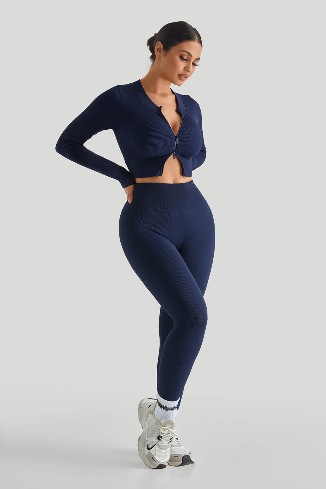 DAH Two-Way Top & High-Waist Threaded Leggings Set