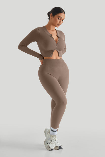 DAH Two-Way Top & High-Waist Threaded Leggings Set