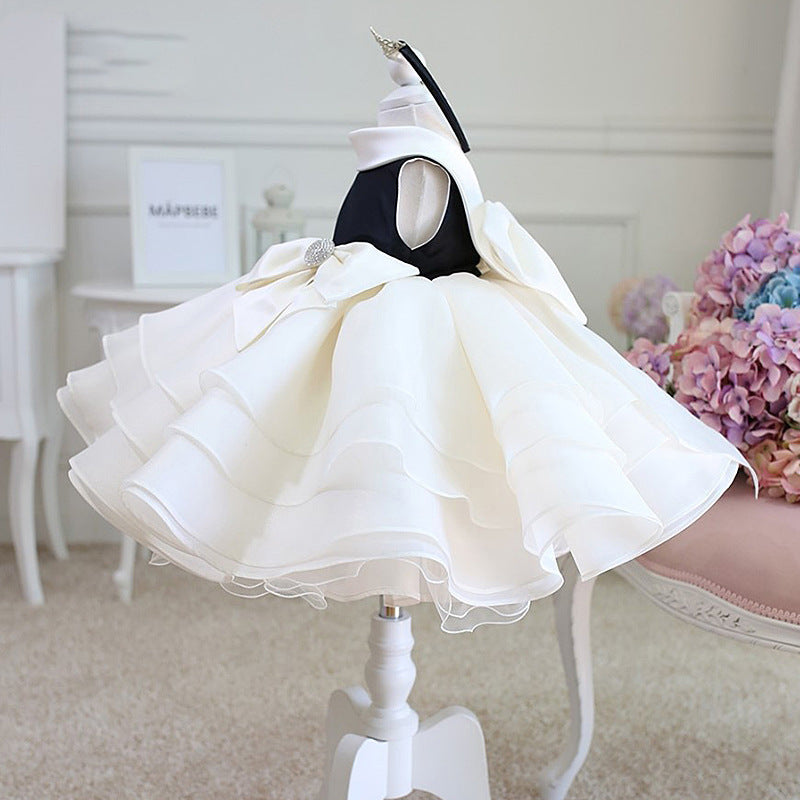 Elegant White Baby Girl Dress Toddler Birthday Princess Dress