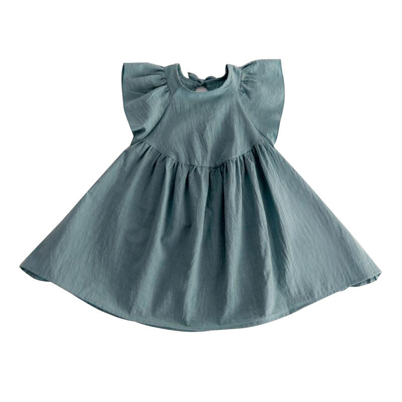 Girls Solid Color Baptism Dress