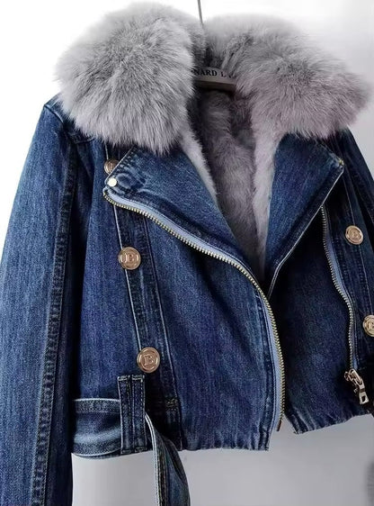 DAH Faux Fur Lined Denim Jacket: Timeless Style Meets Cozy Comfort