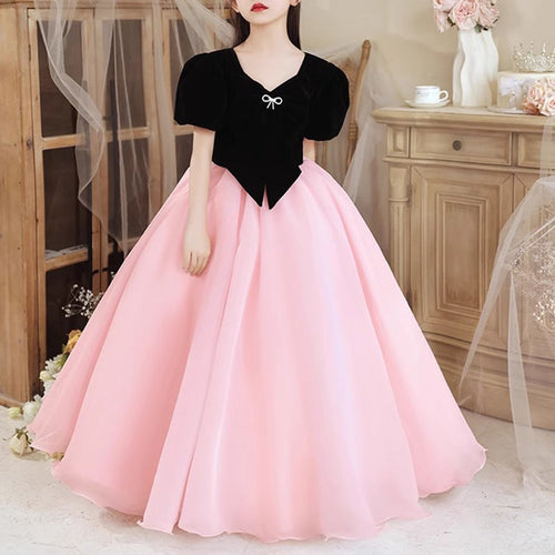 Elegant Baby Puff Sleeve Pink Tutu Toddler Girls Pageant Dresses