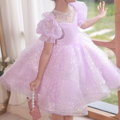 Flower Girl Communion Dress Sequin Mesh Shiny Princess Dress