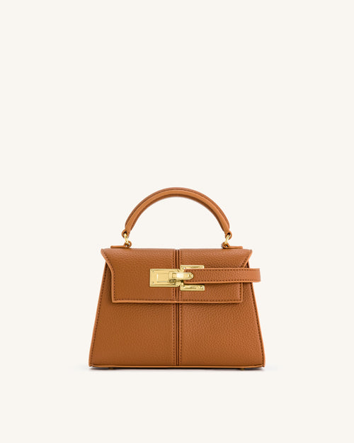 DAH Elise Top Handle Bag - Brown | Vegan Leather Crossbody & Handbag