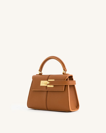 DAH Elise Top Handle Bag - Brown | Vegan Leather Crossbody & Handbag