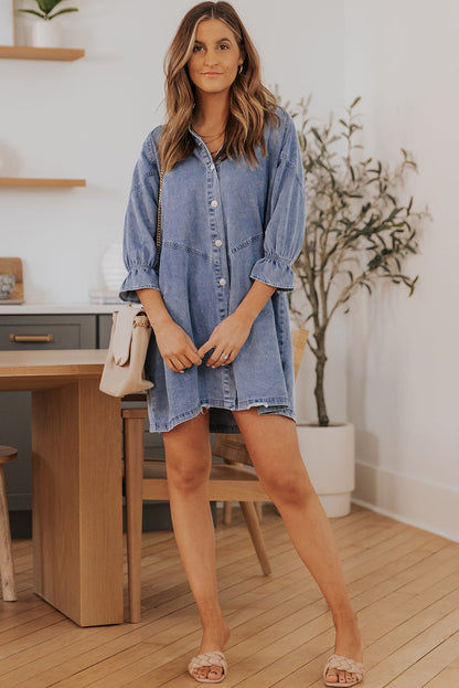 DAH Buttoned Collared Mini Dress – Casual and Chic