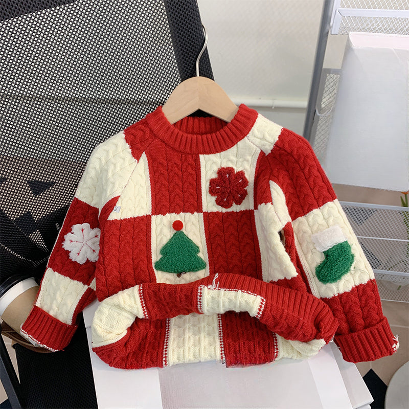 Girls Christmas Knitted Sweater Baby Sweater Two-piece Set