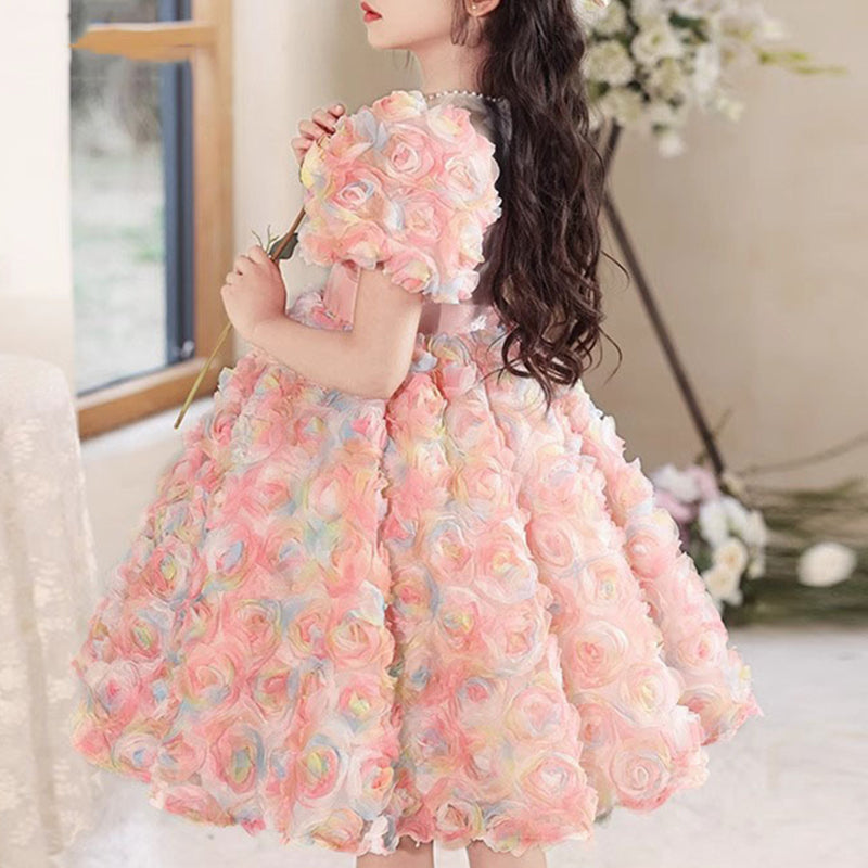 Elegant Baby Pink Flower Girl Dresses Toddler Pageant Princess Dresses