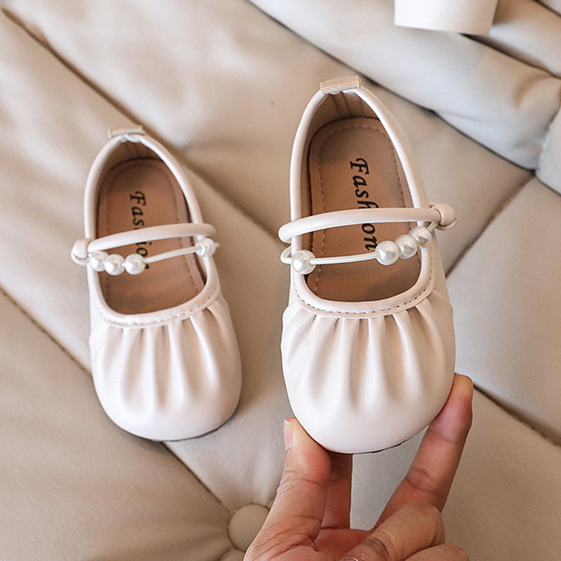 Girls Pleated Beaded Princess Shoes