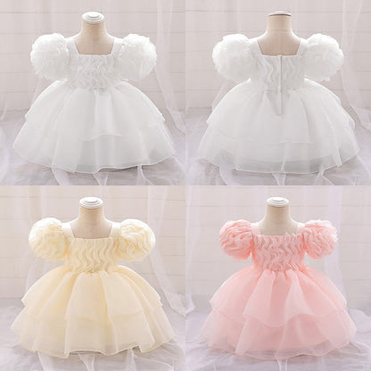 Little Girl Princess Dress Puff Sleeve Birthday Dress