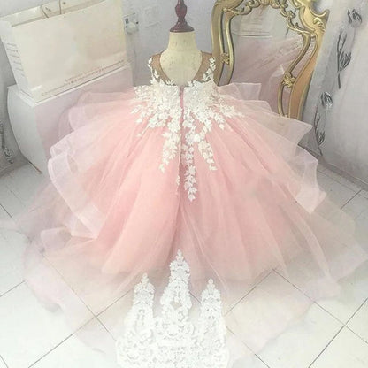 Elegant Baby Girls Flower Girl Dress Toddler Ball Gown