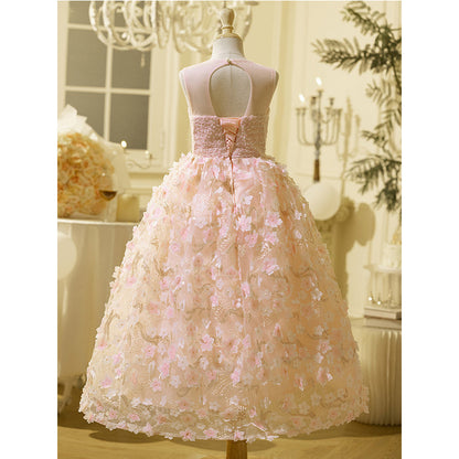 Pink Flower Girl Princess Dress Girls Party Dress