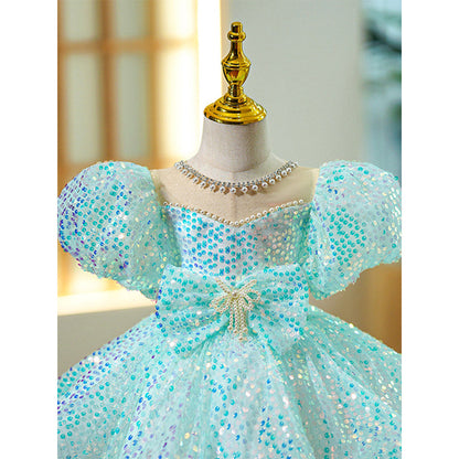 Toddler Prom Dress Girl Summer Puff Sleeves Pageant Flower Fluffy Cute Princess Dress