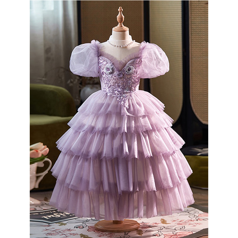 Purple children's dress birthday party princess dress