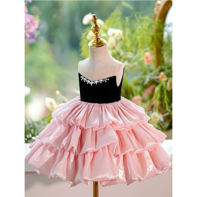 Pink Sleeveless Fluffy Princess Dress Birthday Dress