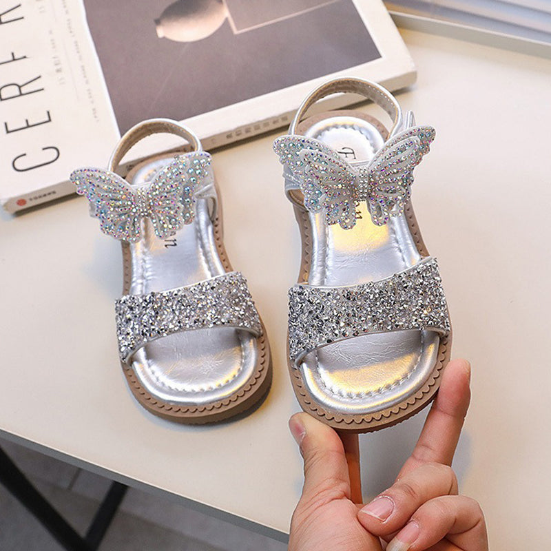 Girls Butterfly Rhinestone Sandals Princess Shoes