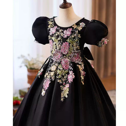 Girls Black Party Dresses Christening Dresses