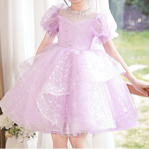 Flower Girl Communion Dress Sequin Mesh Shiny Princess Dress