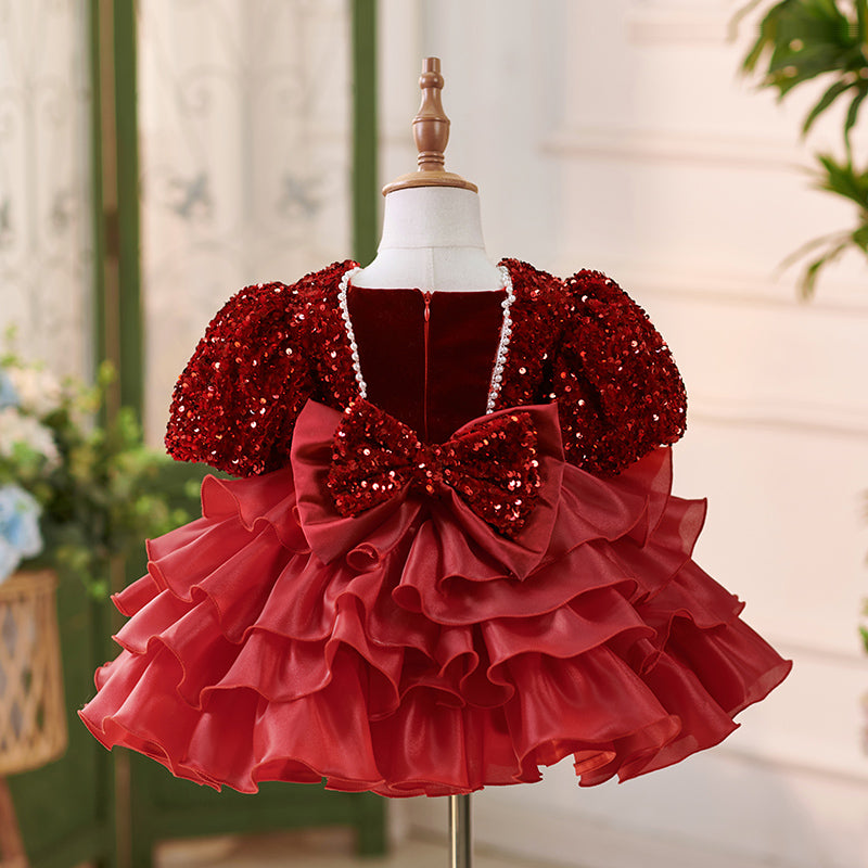 Luxurious Baby Girl Festival Party Dress Girl Fluffy Christmas Princess Dress