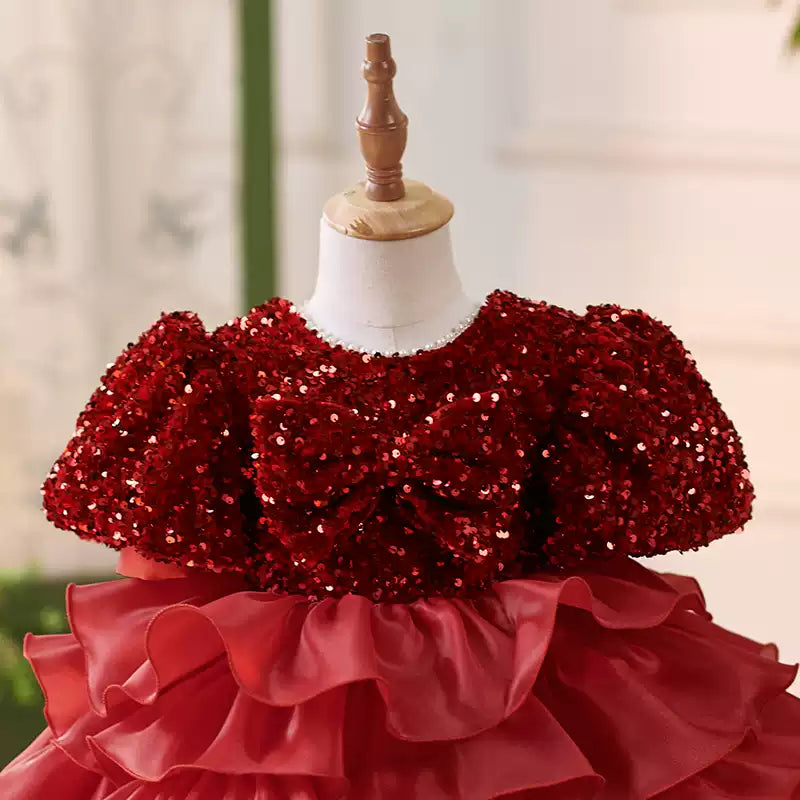 Luxurious Baby Girl Festival Party Dress Girl Fluffy Christmas Princess Dress