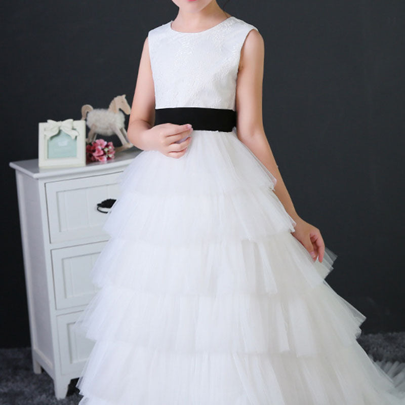 Summer Party Trail Dress Back Button Bow-knot Princess Dress