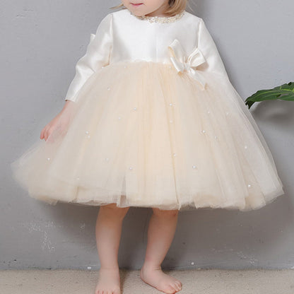 Elegant Baby Girls Champagne First Birthday Party Dress Toddler Formal Tutu Dress