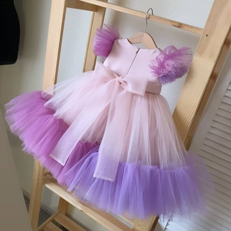 Elegant Baby Girls Butterfly Sleeve Christening Dress Dress Toddler Performance Princess Dress