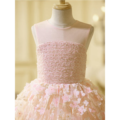 Pink Flower Girl Princess Dress Girls Party Dress